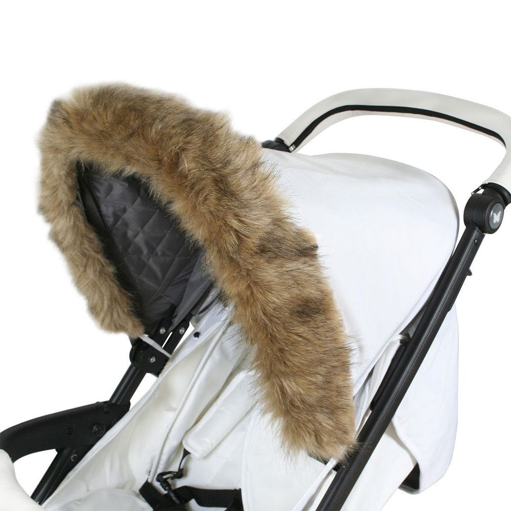 Brown Pram Hood Fur Trim - Grade A