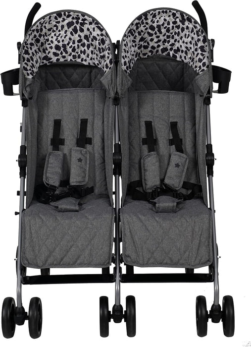 My Babiie Grey Leopard Twin Stroller - Grade A