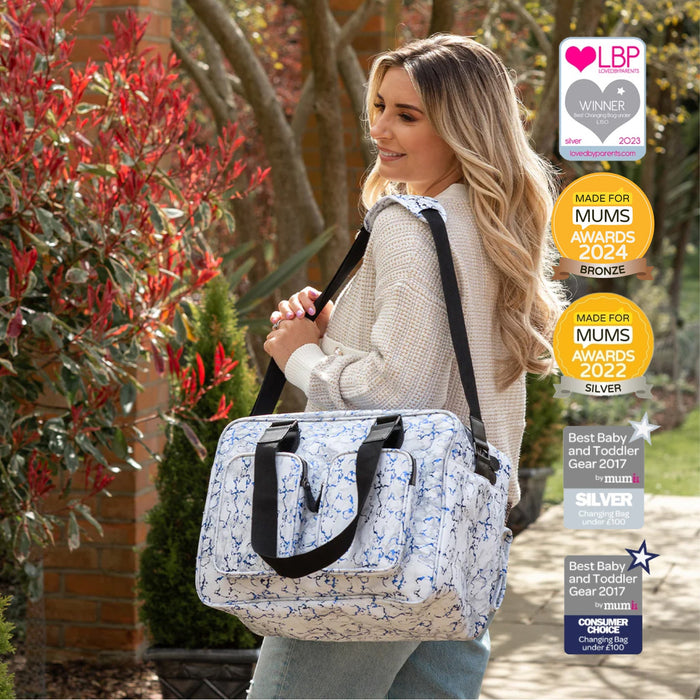 Deluxe Changing Bag - Metallic Blue Marble - Grade A