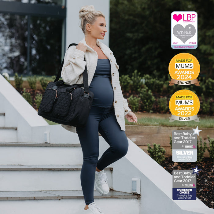 Deluxe Changing Bag - Black Quilted - Grade A