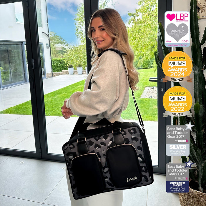 Deluxe Changing Bag - Black Leopard - Grade A