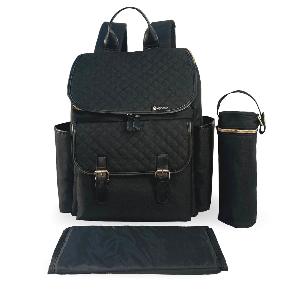 Backpack Changing Bag - Black Quilted - Grade A