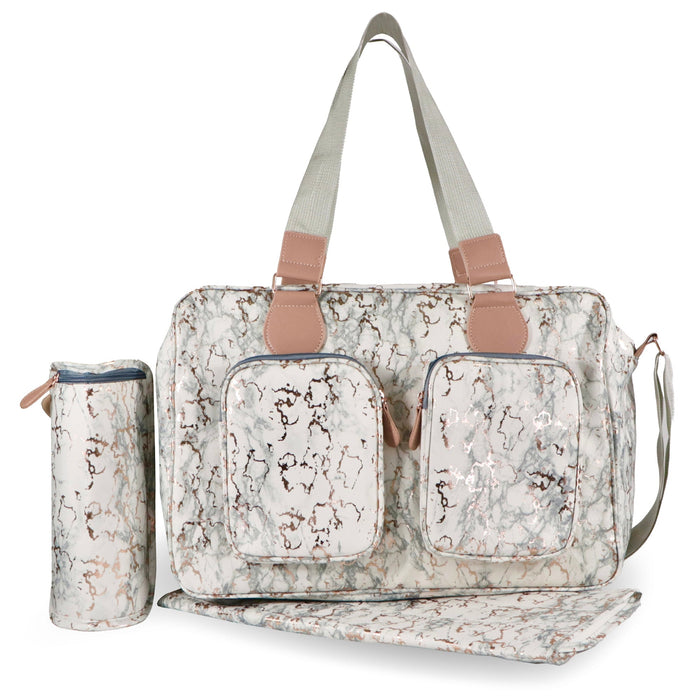 Deluxe Changing Bag - Metallic Rose Gold Marble - Grade A