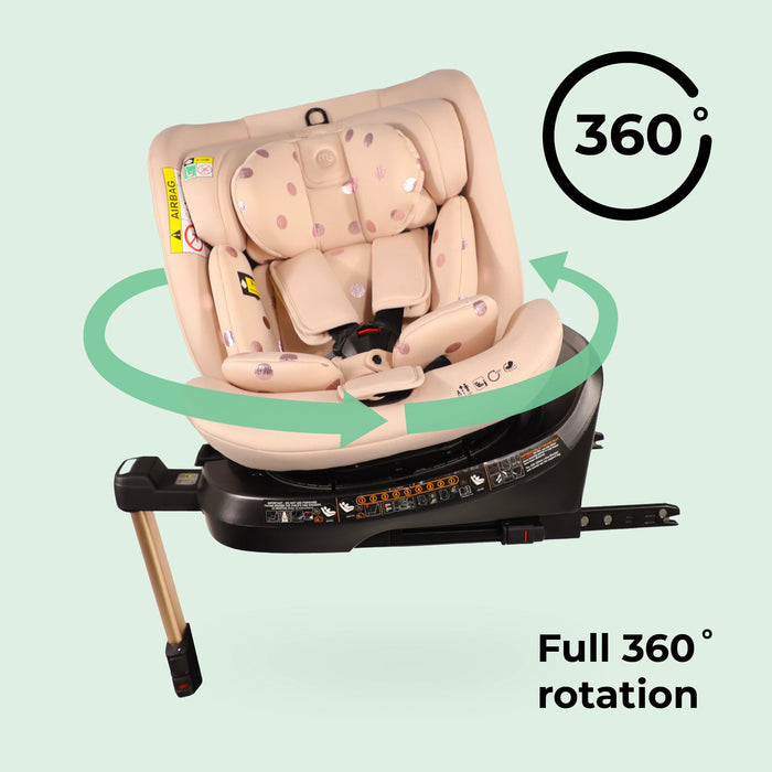 MBCSSPIN i-Size (40-150cm) Spin Car Seat - Pink Polka - GRADE A