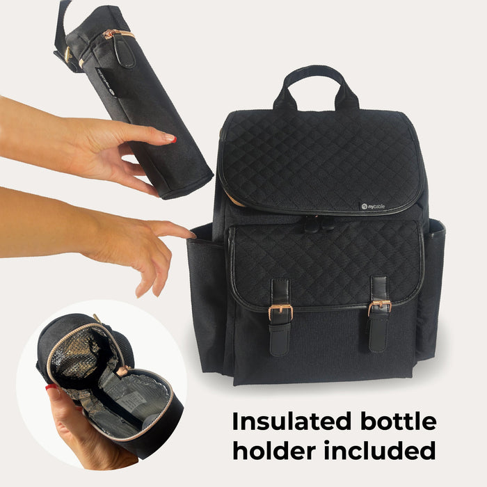 Backpack Changing Bag - Black Quilted - Grade A