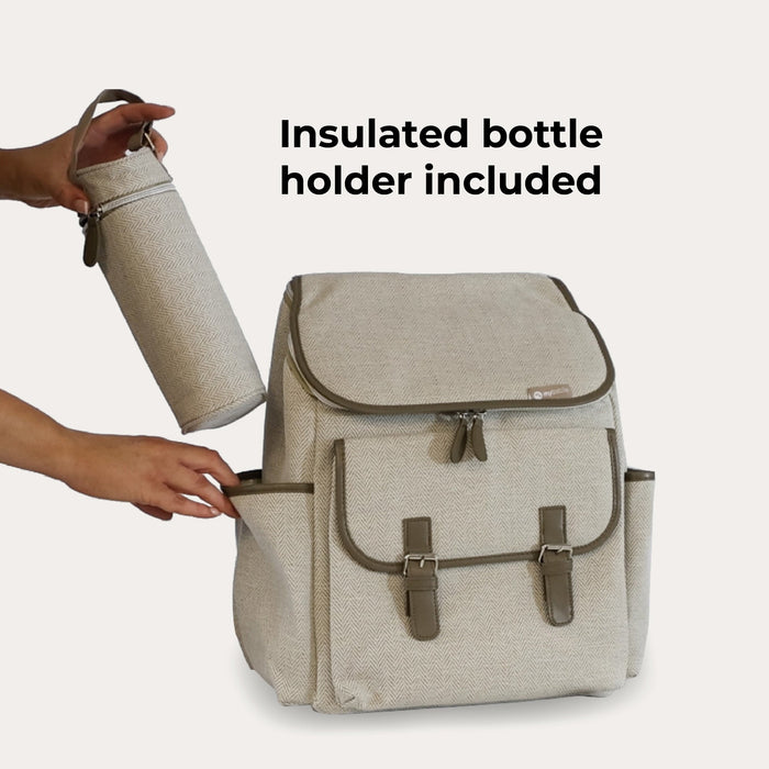 Backpack Changing Bag - Oatmeal Herringbone - Grade A