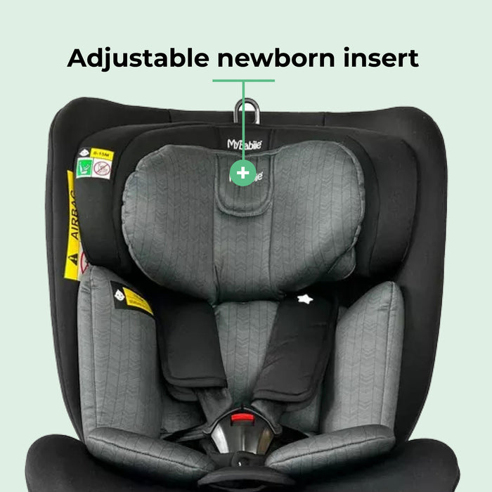 My Babiie MBCSSPIN i-Size (40-150cm) Spin Car Seat - Black Herringbone - GRADE A
