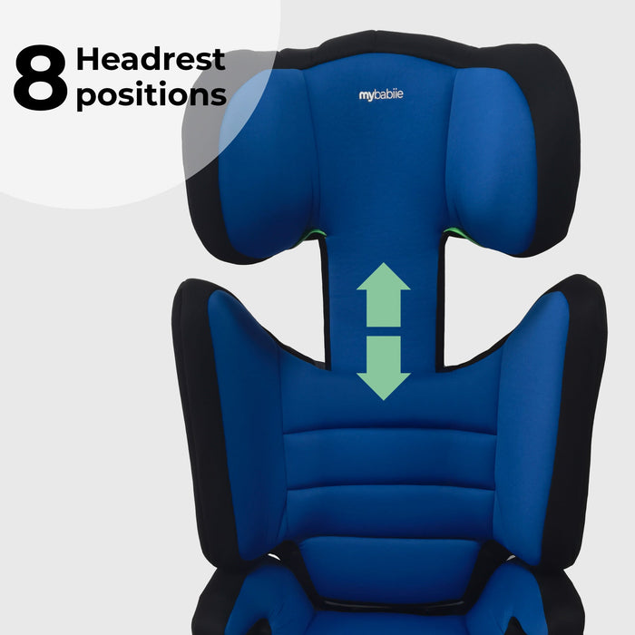 MBCSB30 i-Size (100-150cm) High Back Booster Car Seat - Blue & Black