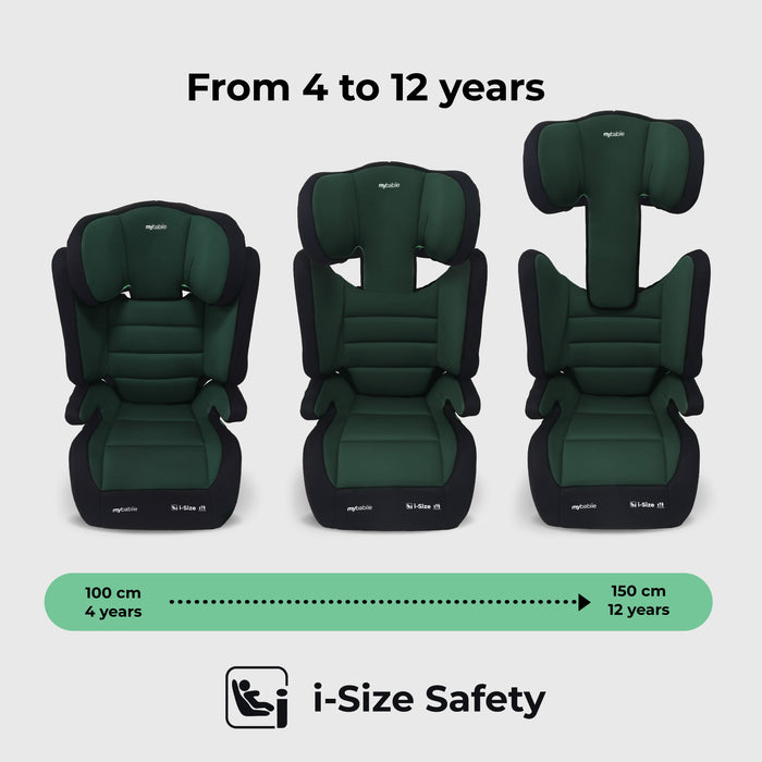 MBCSB30 i-Size (100-150cm) High Back Booster Car Seat - Green & Black