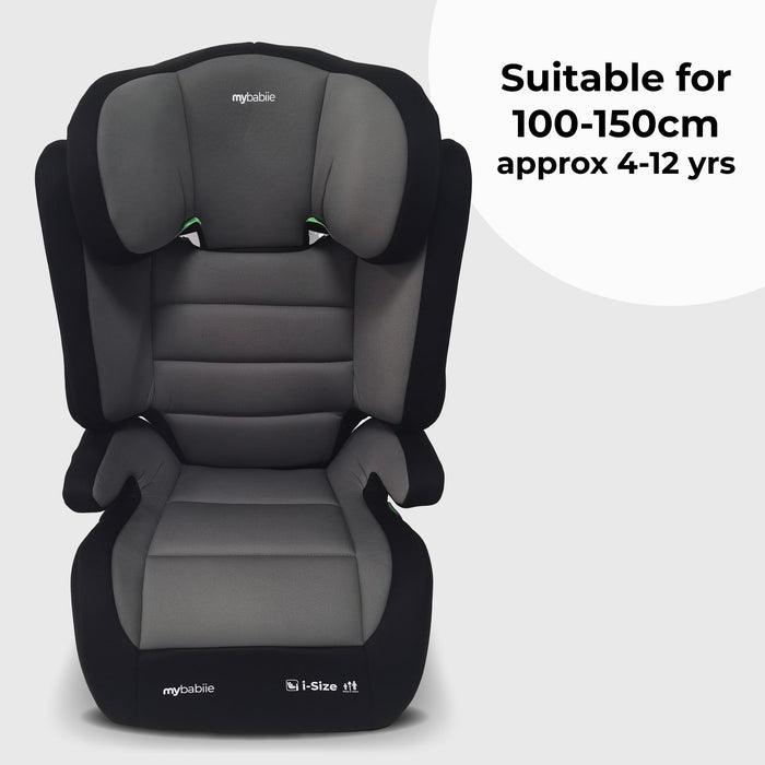 MBCSB30 i-Size (100-150cm) High Back Booster Car Seat - Grey & Black