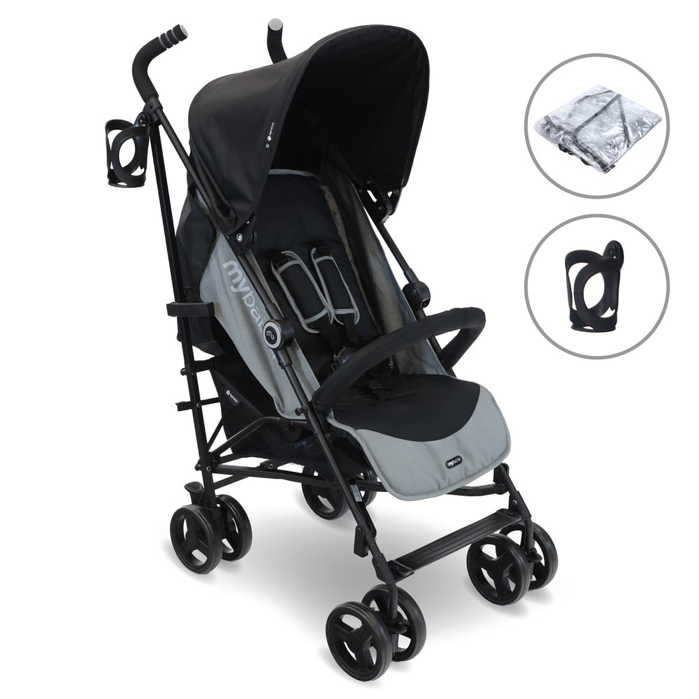 MB02 Plus Lightweight Stroller - Black and Grey - Grade B