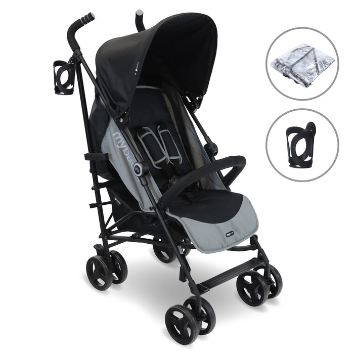MB02 Plus Lightweight Stroller - Black and Grey - Grade A