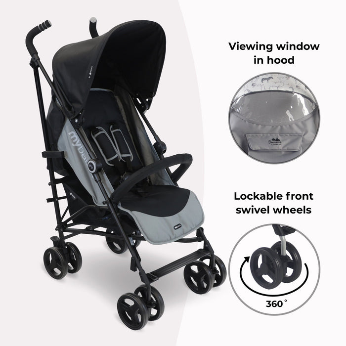 MB02 Lightweight Stroller - Black and Grey - Grade B