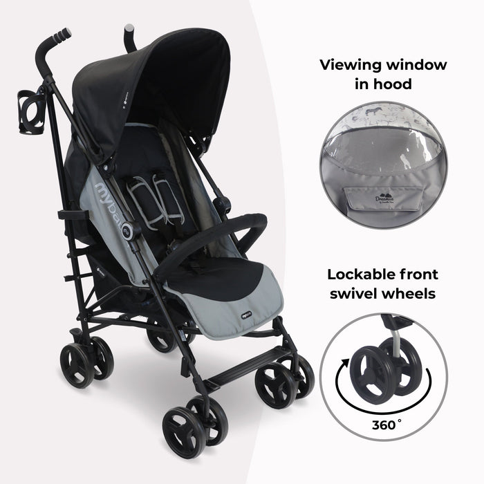 MB02 Plus Lightweight Stroller - Black and Grey - Grade A