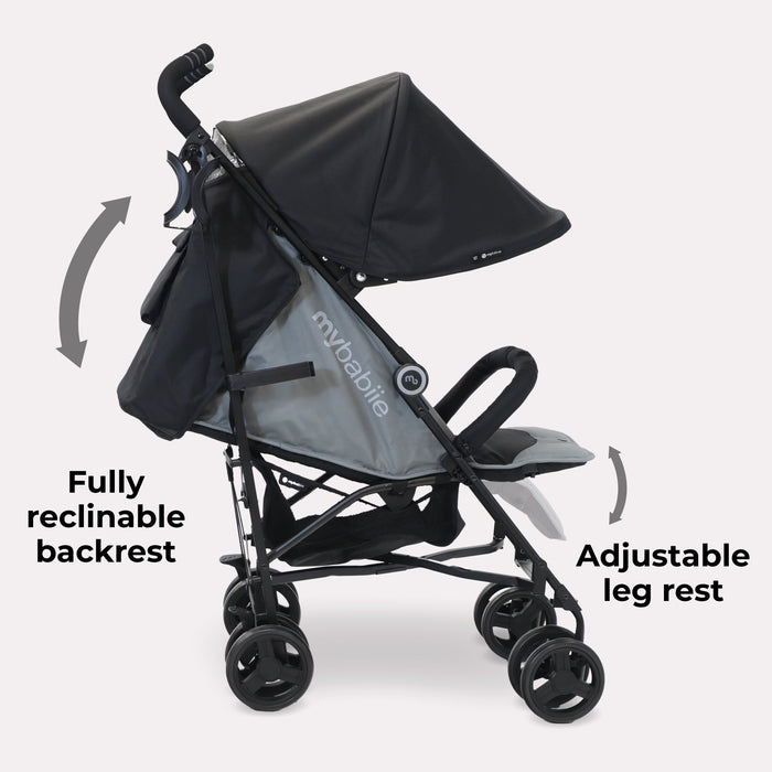 MB02 Plus Lightweight Stroller - Black and Grey - Grade A