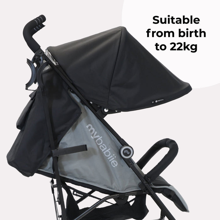 MB02 Plus Lightweight Stroller - Black and Grey - Grade A