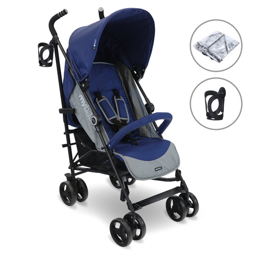MB02 Plus Lightweight Stroller - Blue and Grey - Grade A