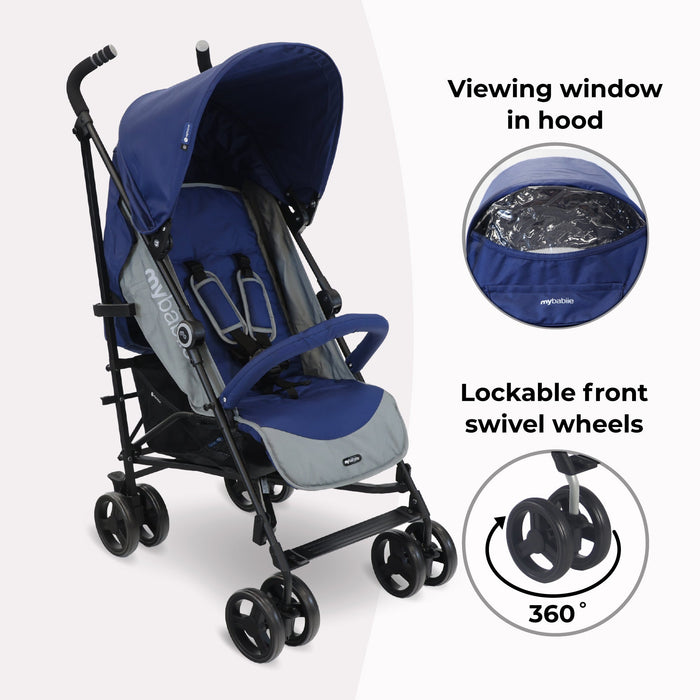 MB02 Lightweight Stroller - Blue and Grey - Grade A