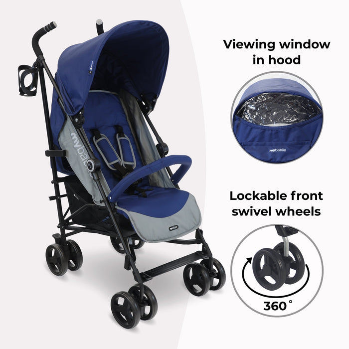 MB02 Plus Lightweight Stroller - Blue and Grey - Grade B