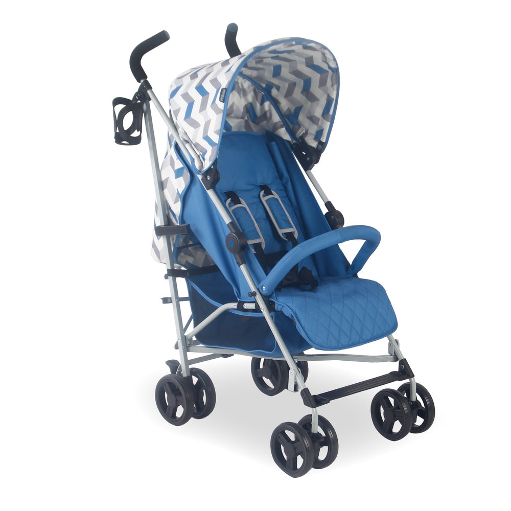 MB02 Lightweight Stroller - Blue and Grey Chevron - Grade A