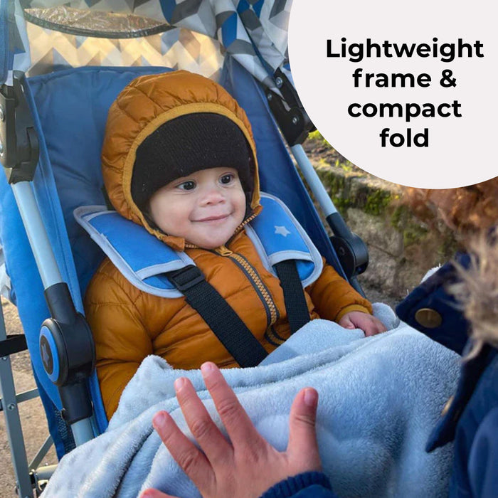 MB02 Lightweight Stroller - Blue and Grey Chevron - Grade A