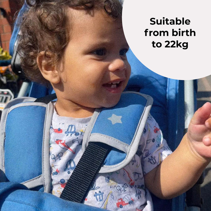 MB02 Lightweight Stroller - Blue and Grey Chevron - Grade A