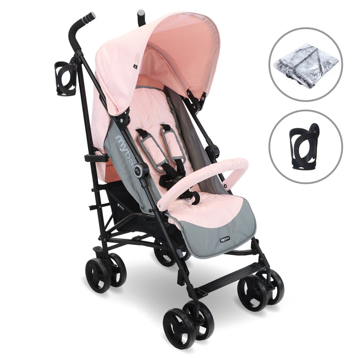 MB02 Plus Lightweight Stroller - Pink and Grey - Grade A