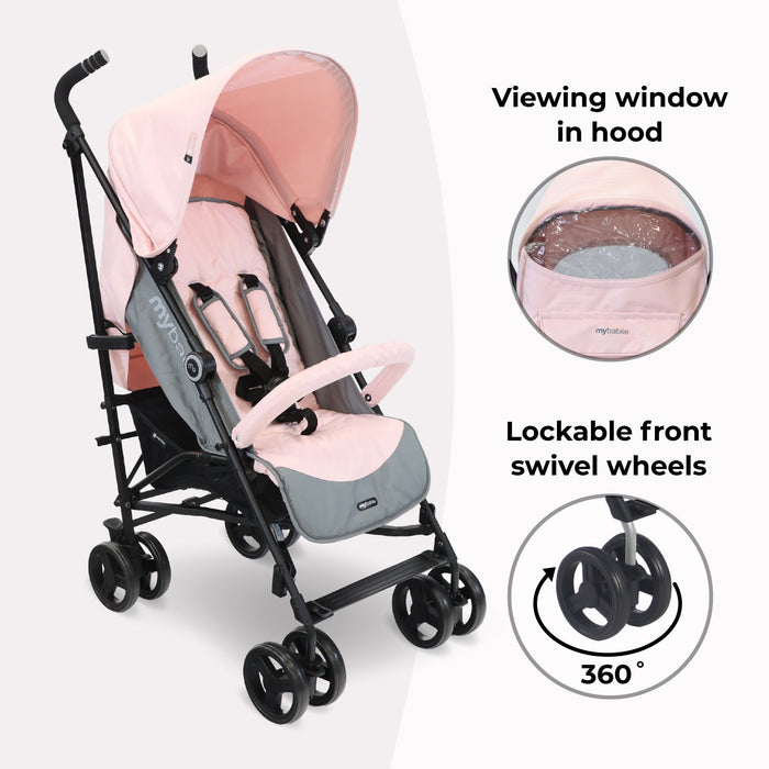MB02 Lightweight Stroller - Pink and Grey - Grade A