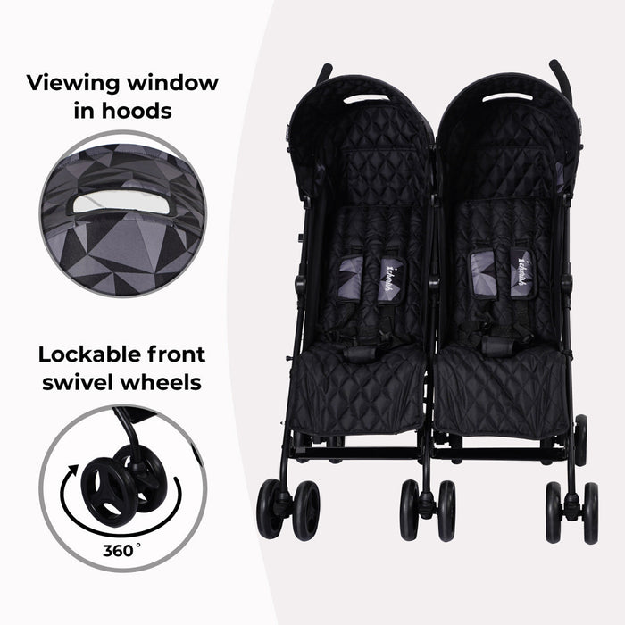 Dani Dyer "Cherish" Black Geo Twin Stroller - Grade A