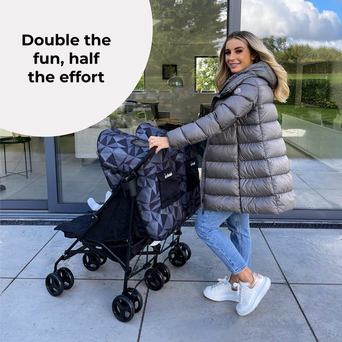 Dani Dyer "Cherish" Black Geo Twin Stroller - Grade A