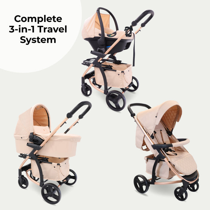 MB200i 3-in-1 Travel System with i-Size Car Seat - Blush - Grade C