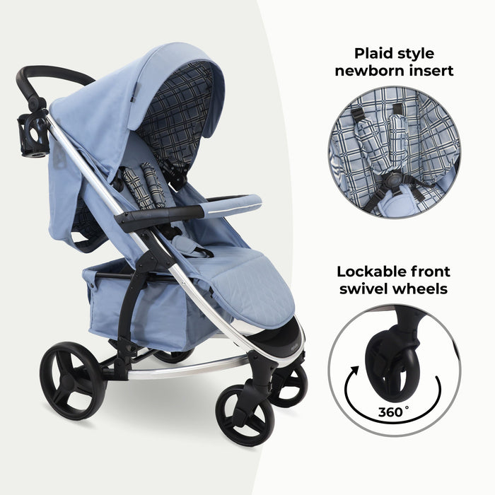 MB200i 3-in-1 Travel System with i-Size Car Seat - Blue Plaid - Grade A