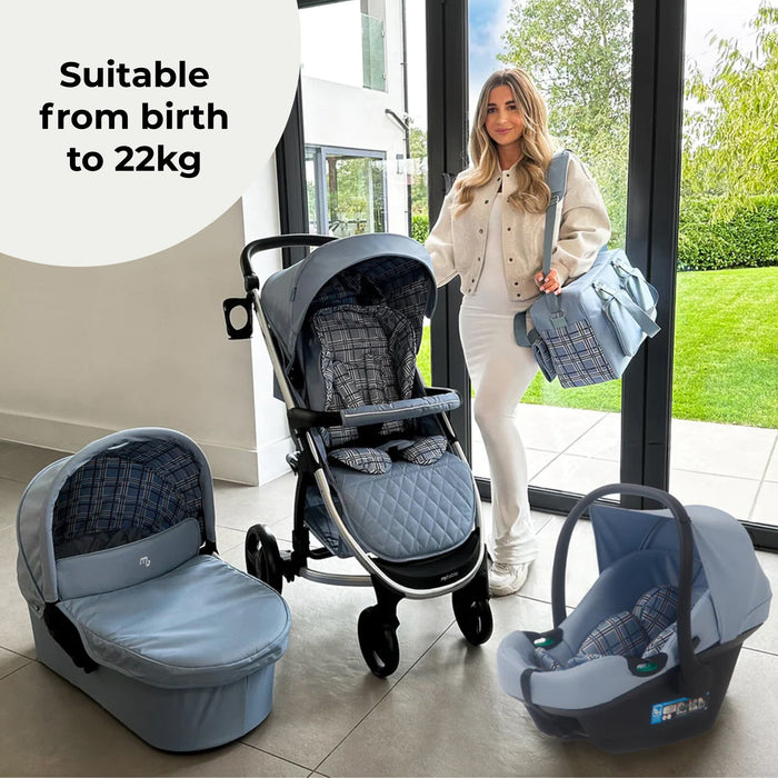 MB200i 3-in-1 Travel System with i-Size Car Seat - Blue Plaid - Grade A
