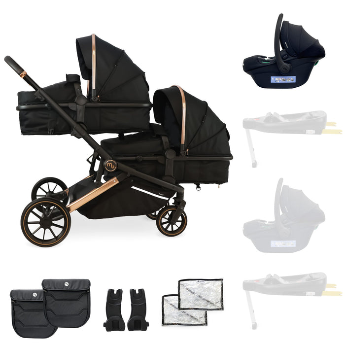 MB33 Tandem Pushchair with Infant Carrier - Rose Gold Black