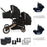 MB33 Tandem Pushchair with 2 Infant Carriers - Rose Gold Black