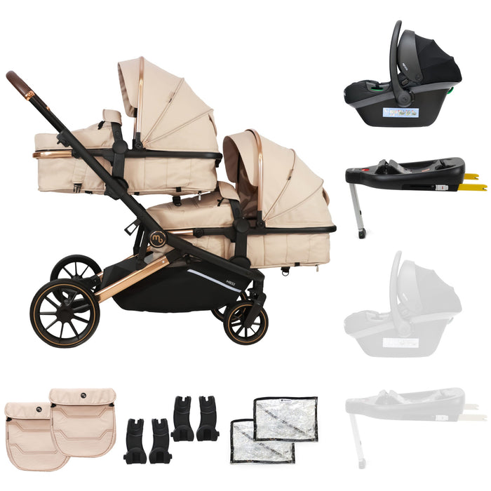 MB33 Tandem Pushchair with Infant Carrier and Base - Giraffe