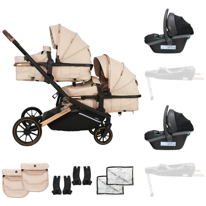 MB33 Tandem Pushchair with 2 Infant Carriers - Giraffe