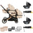 MB33 Tandem Pushchair with 2 Infant Carriers & 2 Bases - Giraffe