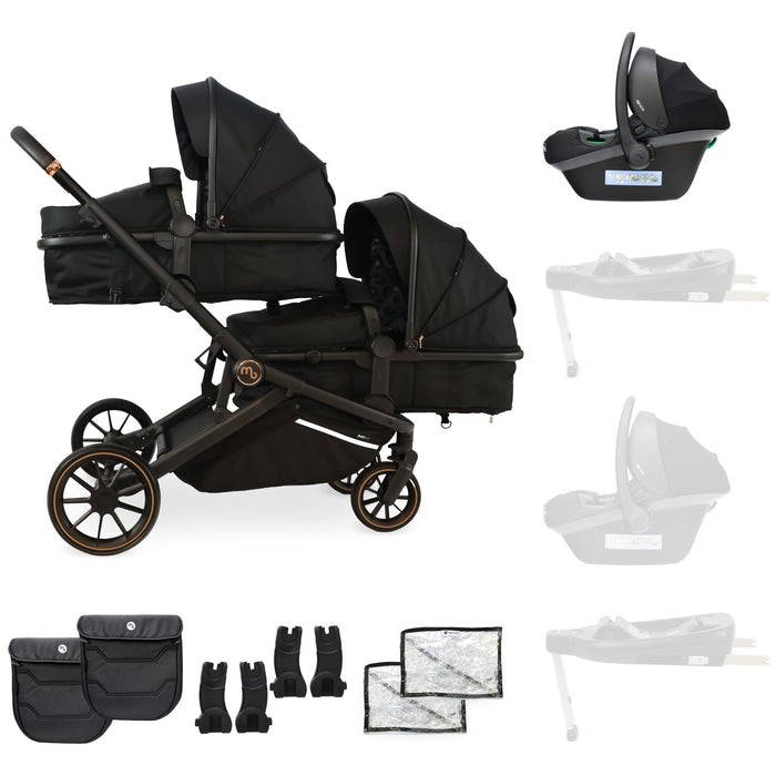 MB33 Tandem Pushchair with Infant Carrier - Black Leopard