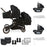 MB33 Tandem Pushchair with 2 Infant Carriers - Black Leopard