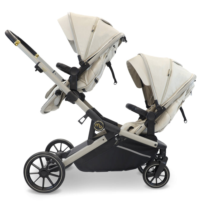 MB33 Tandem Pushchair with 2 Infant Carriers - Ivory
