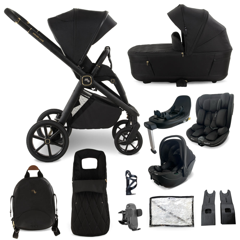 MB450 LUXE 3-in-1 Travel System with Rotating Car Seat + Toddler Seat + Base - Black
