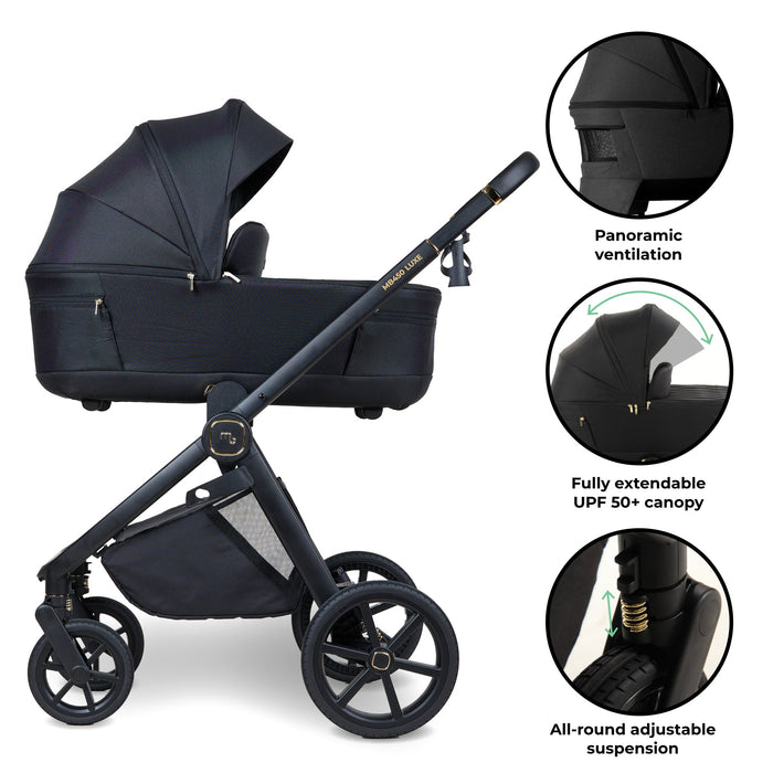 MB450 LUXE 3-in-1 Travel System with Rotating Car Seat + Base - Black