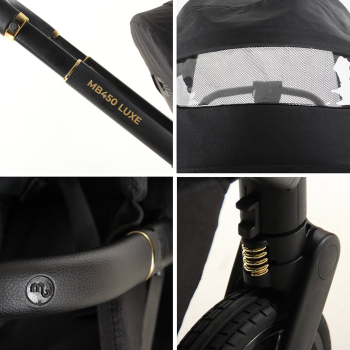 MB450 LUXE 3-in-1 Travel System with Rotating Car Seat + Base - Black