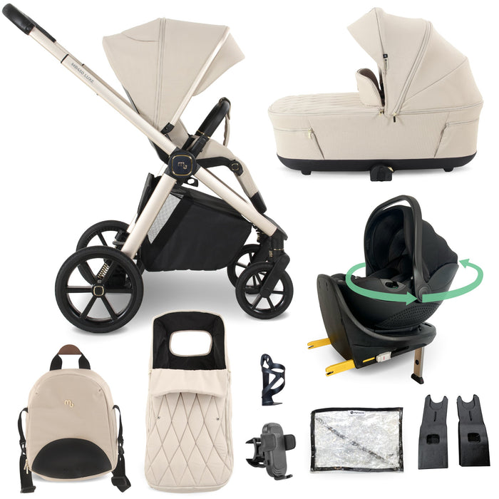 MB450 LUXE 3-in-1 Travel System with Rotating Car Seat + Base - Feather