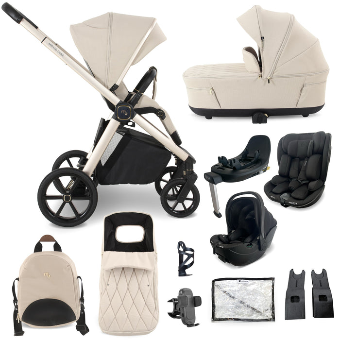 MB450 LUXE 3-in-1 Travel System with Rotating Car Seat + Toddler Seat + Base - Feather