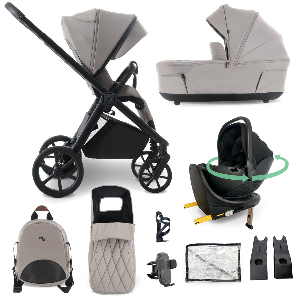 MB450 LUXE 3-in-1 Travel System with Rotating Car Seat + Base - Mink