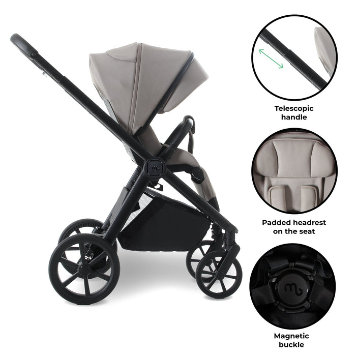 MB450 LUXE 3-in-1 Travel System with Rotating Car Seat + Base - Mink