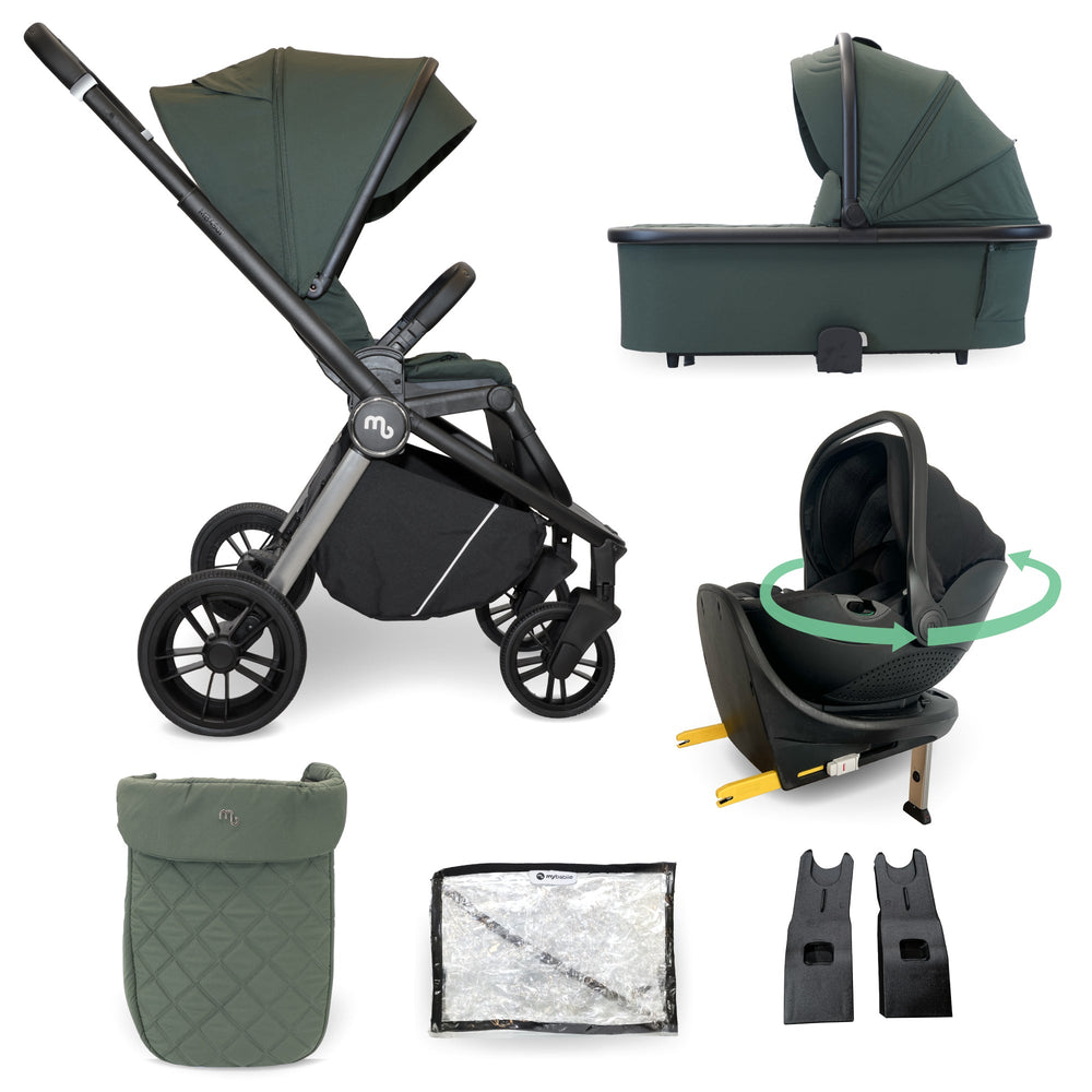 MB450i 3-in-1 Travel System with Rotating Car Seat + Base - Forest Green
