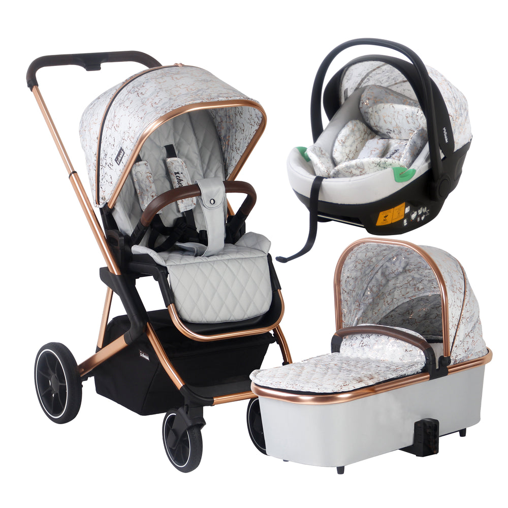 MB500 3-in-1 Travel System with Base - Rose Gold Marble - Grade B